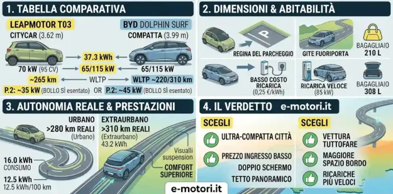 Leapmotor t03 vs byd dolphin surf auto elettriche economiche cinesi