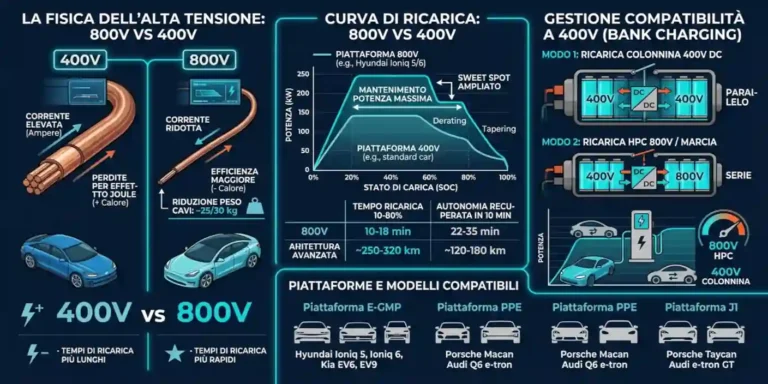 Architettura 800 volt auto elettriche ricarca ultrarapida 800v vs 400v