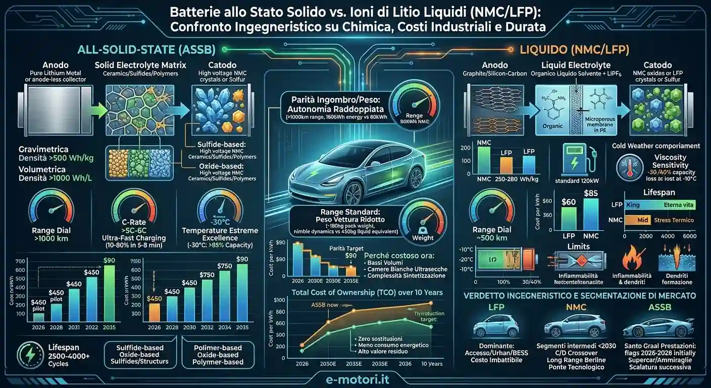Batterie stato solido vs litio confronto chimica nmc lfp