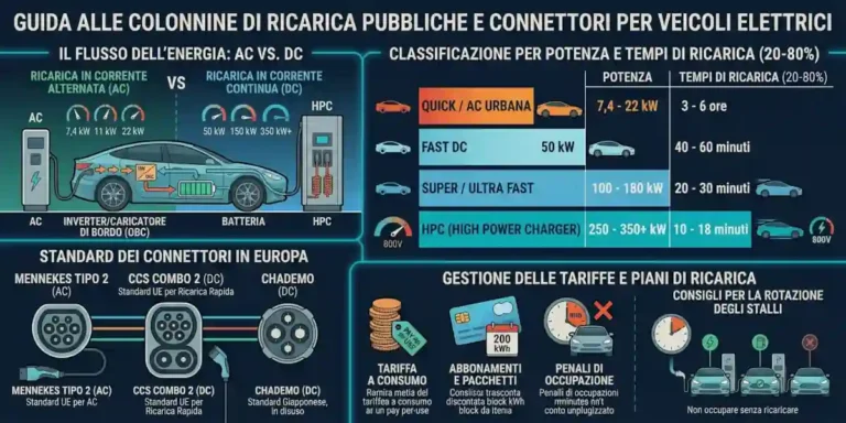 Colonnine ricarica pubbliche tipo 2 ccs differenza ricarica ac e dc