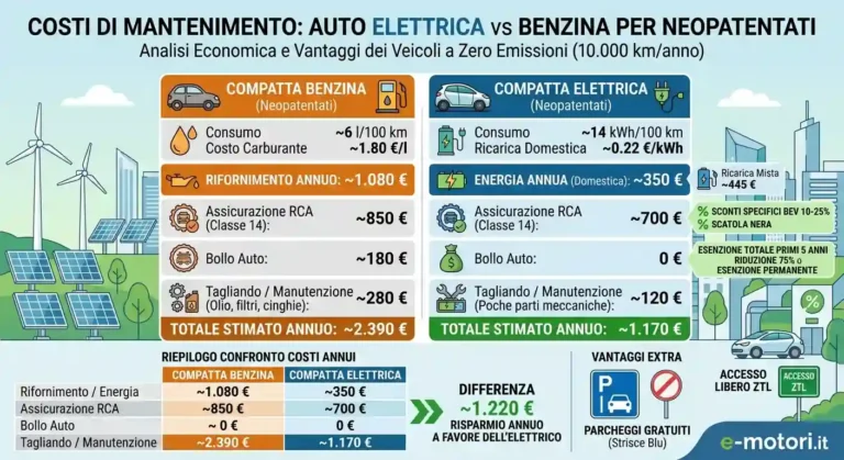 Costi mantenimento elettrica neopatentati