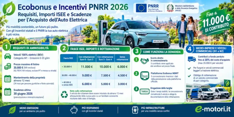 Incentivi ecobonus auto elettriche 2026 bonus rottamazione isee auto elettrica